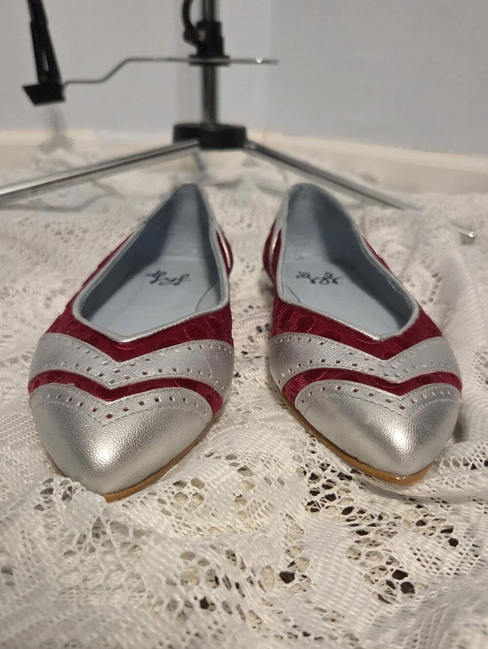 Pink Pointed Toe Leather Ballet Flats Size 38